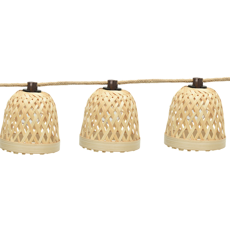 Tali Lampu Tenaga Surya G40 Tenun Bambu (5 Meter 10 Lampu)