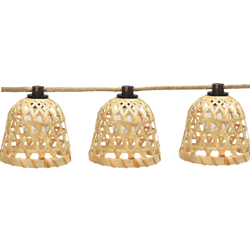 Tali Lampu Tenaga Surya G40 Tenun Bambu (5 Meter 10 Lampu)